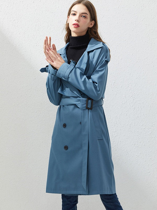 Coat Turndown Collar Long Sleeve Casual Trench Coats