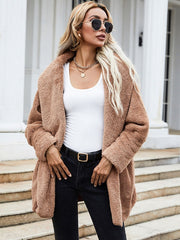 Coats Long Sleeves Casual Faux Fur Coat Stretch Overcoat