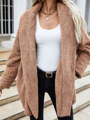 Coats Long Sleeves Casual Faux Fur Coat Stretch Overcoat