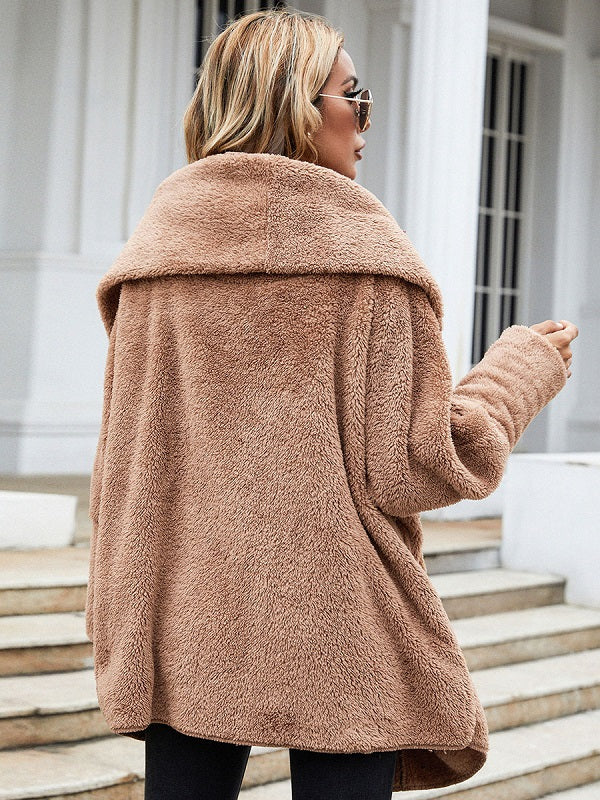 Coats Long Sleeves Casual Faux Fur Coat Stretch Overcoat