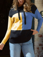 Color Block Hoodie Long Sleeves Hooded Sweatshirt