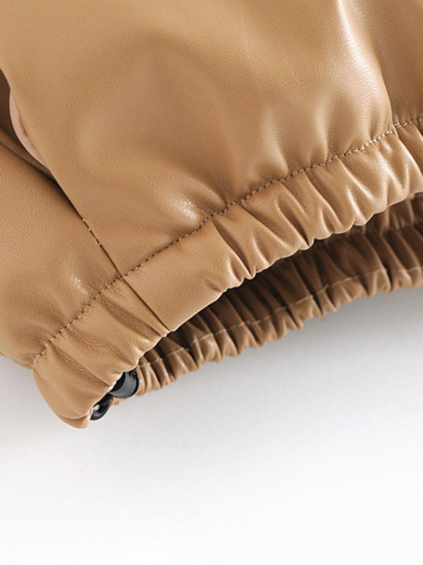Cotton Jacket Stand Collar Leather Warmth Preservation Quilted Coat