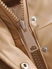 Cotton Jacket Stand Collar Leather Warmth Preservation Quilted Coat
