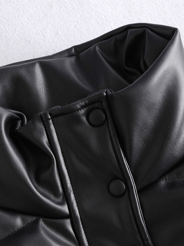Cotton Jacket Stand Collar Leather Warmth Preservation Quilted Coat