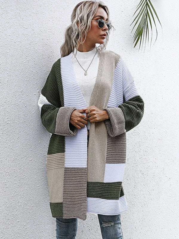 Cotton Plaid V-Neck Long Sleeves Coats Cardigans Sweaters