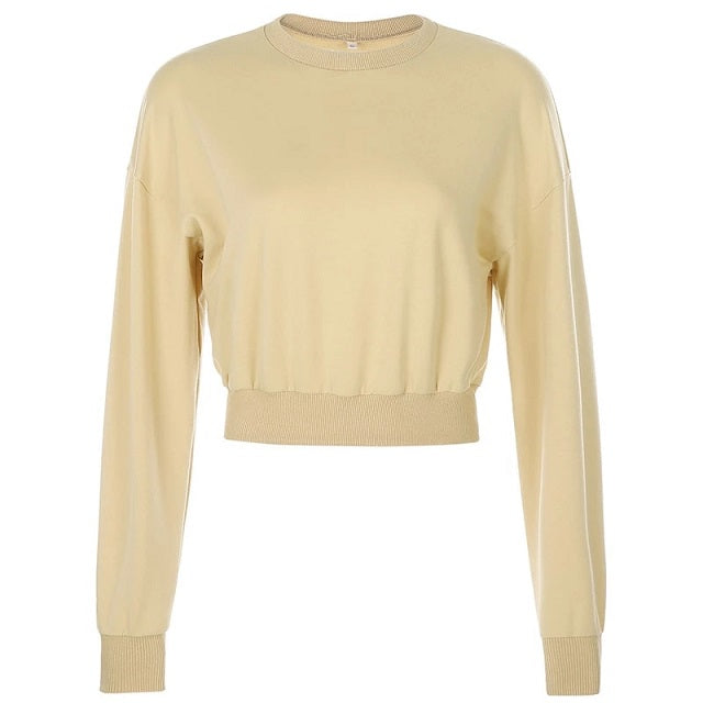 Crop Top Hoodies Sweatshirt Drop-shoulder Crop Top Clothes