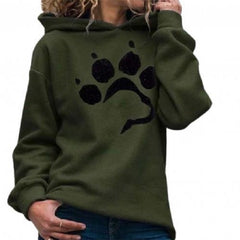 Crop Top Paw Print Hoodie Long Sleeve Pullover Sweatshirt