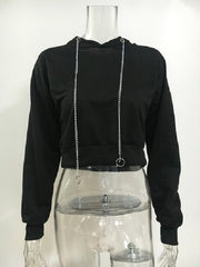 Crop Top Sexy Hoodies Sweatshirts Casual Fashion Punk Clothing