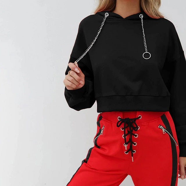 Crop Top Sexy Hoodies Sweatshirts Casual Fashion Punk Clothing