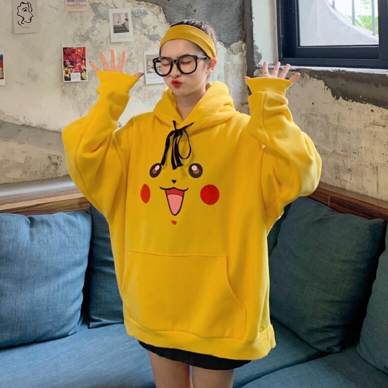 Cute rabbit ears hooded cartoon loose sweatshirt