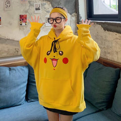 Cute rabbit ears hooded cartoon loose sweatshirt