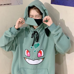Cute rabbit ears hooded cartoon loose sweatshirt