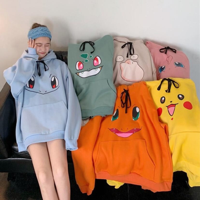 Cute rabbit ears hooded cartoon loose sweatshirt