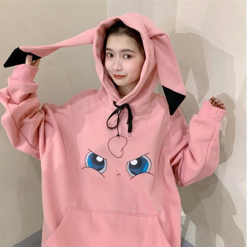 Cute rabbit ears hooded cartoon loose sweatshirt