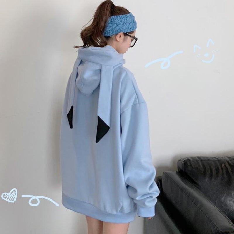 Cute rabbit ears hooded cartoon loose sweatshirt