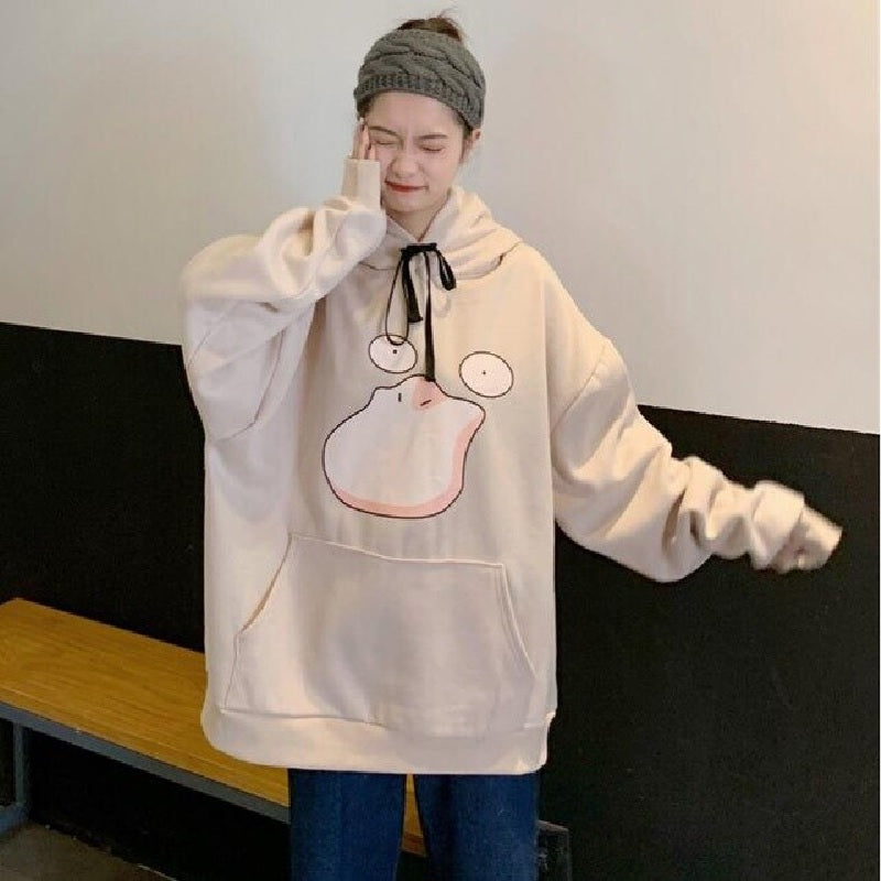 Cute rabbit ears hooded cartoon loose sweatshirt