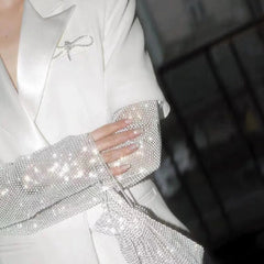 Deep V-Neck Sequined Long Sleeve Coat