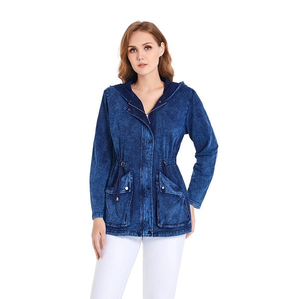 Denim Jacket High Flexibility Hoodie Cotton Knitted Jacket