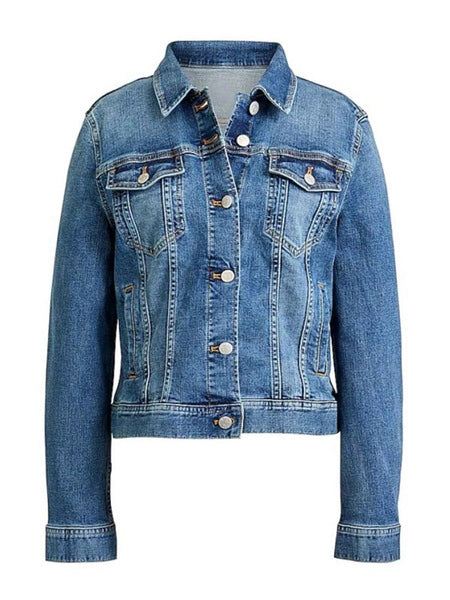 Denim Turndown Collar Long Sleeve Buttons Short Jacket