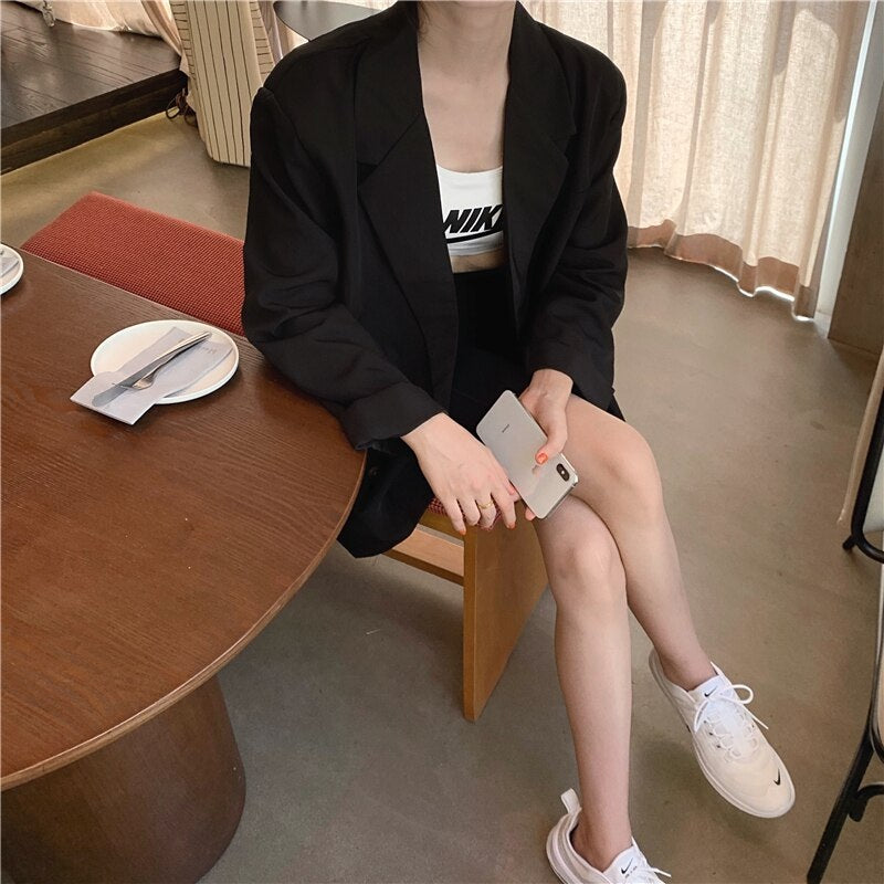 Double-breasted Notched Collar Office Lady Style Blazers