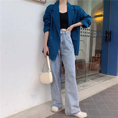 Double-breasted Notched Collar Office Lady Style Blazers