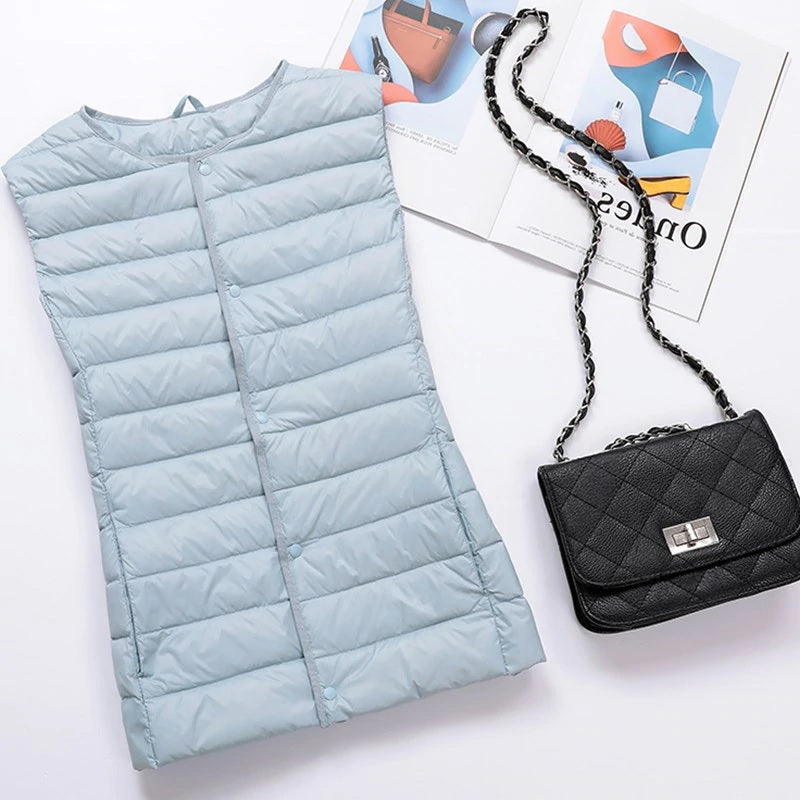 Duck Down Jacket V Collar Warm down sleeveless vest puffer