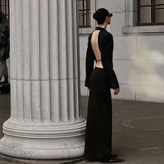 Elegant Blazer And High Waist Slim Fit Maxi Skirt 2 Piece Set