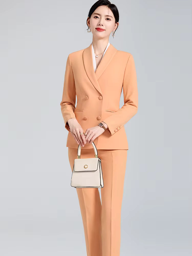Elegant Business Work Blazer And Ankle-Length Pant 2 Piece Suit