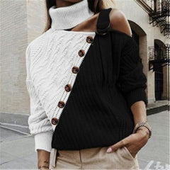 Elegant Button Halter Knit Pullover Sweater