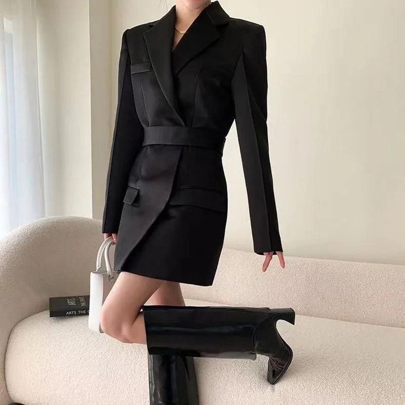 Elegant Chic Office Style High End Waist Slight Stretch Slim Blazer