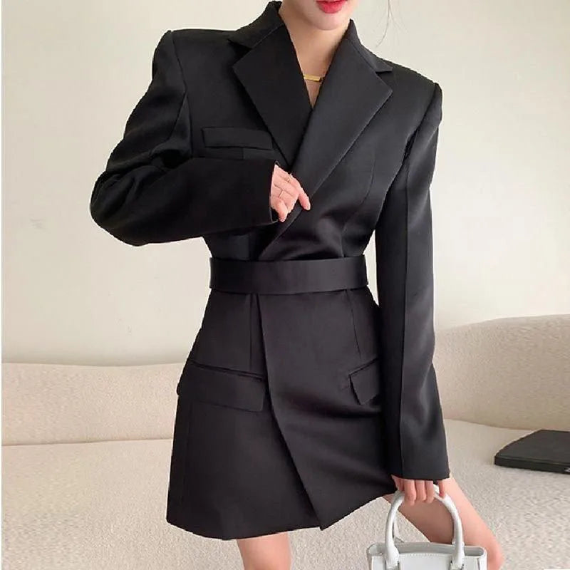 Elegant Chic Office Style High End Waist Slight Stretch Slim Blazer