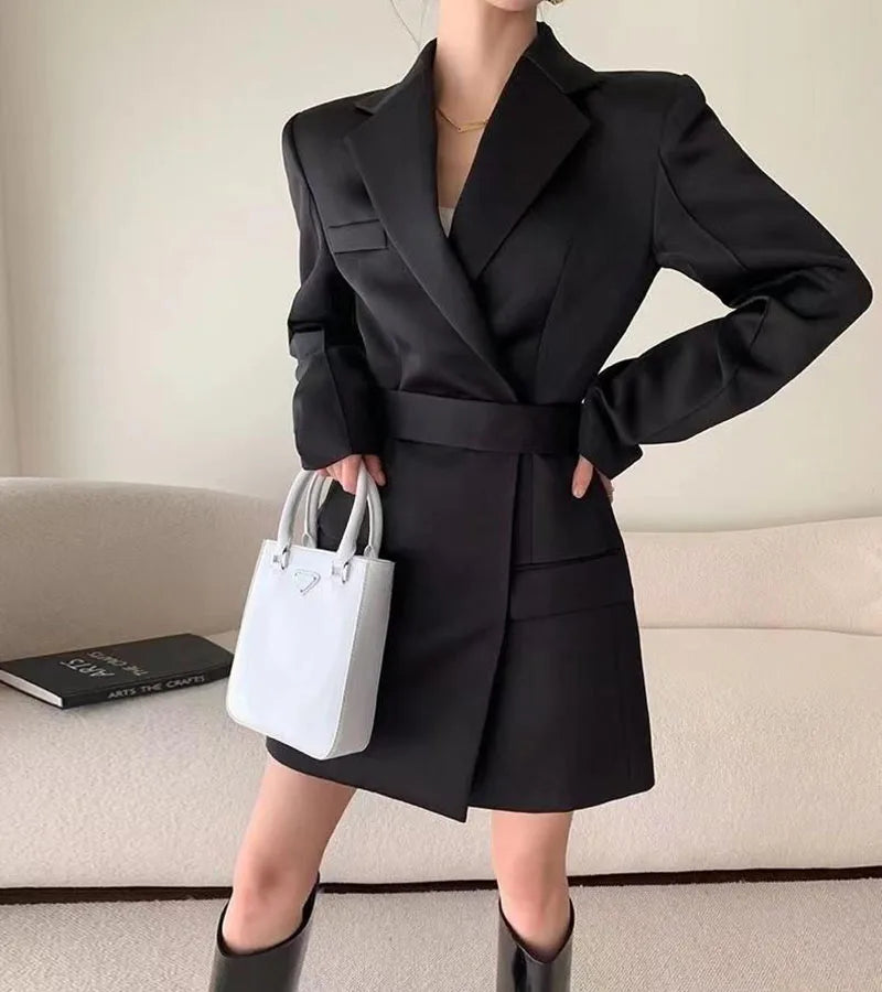 Elegant Chic Office Style High End Waist Slight Stretch Slim Blazer