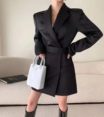 Elegant Chic Office Style High End Waist Slight Stretch Slim Blazer