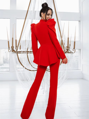 Elegant Classic V-neck Single Button Business Wedding Tuxedo Blazer Office Pant Suits