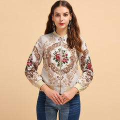 Elegant Crystal Beading Jacquard Jacket