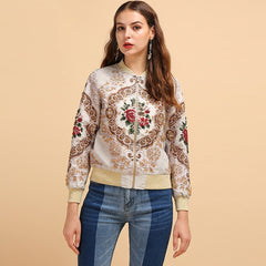 Elegant Crystal Beading Jacquard Jacket