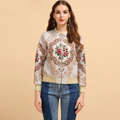 Elegant Crystal Beading Jacquard Jacket