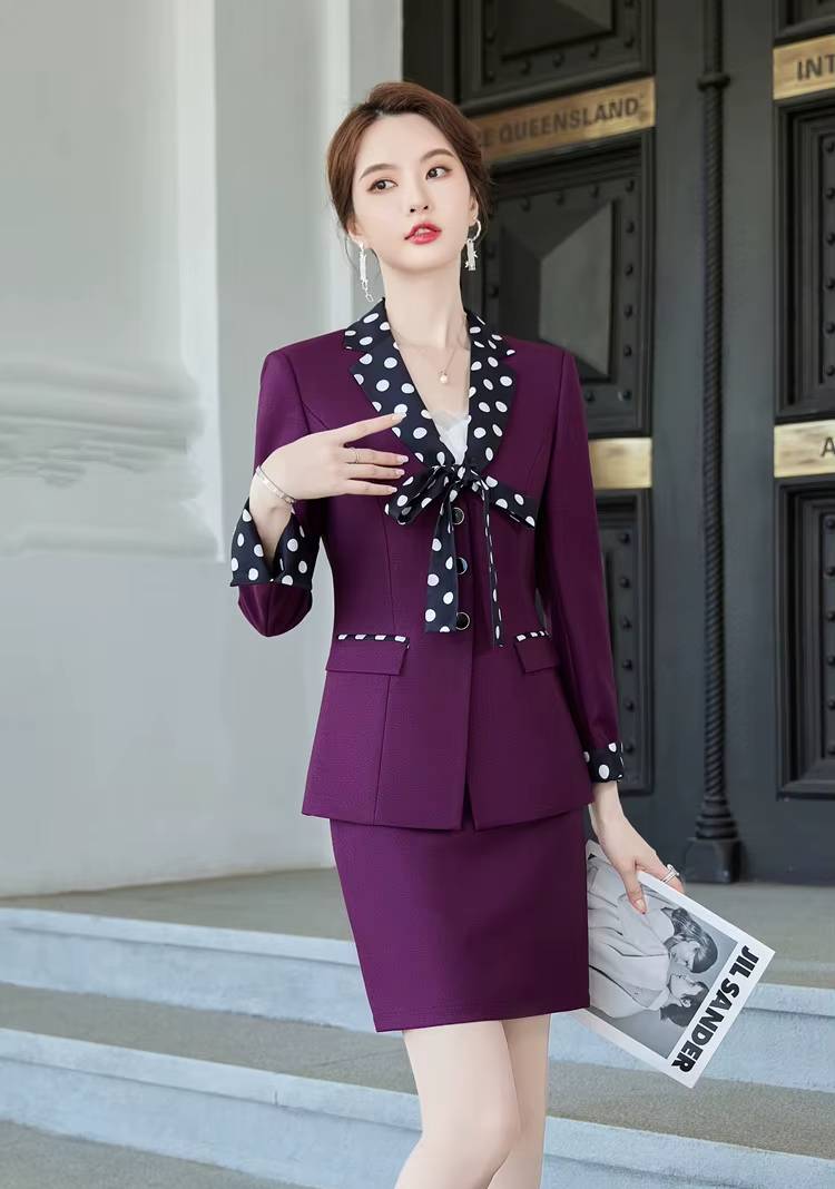 Formal Double Breasted Scarf Collar Office Blazer and Pants 2 Pieces Outfits
