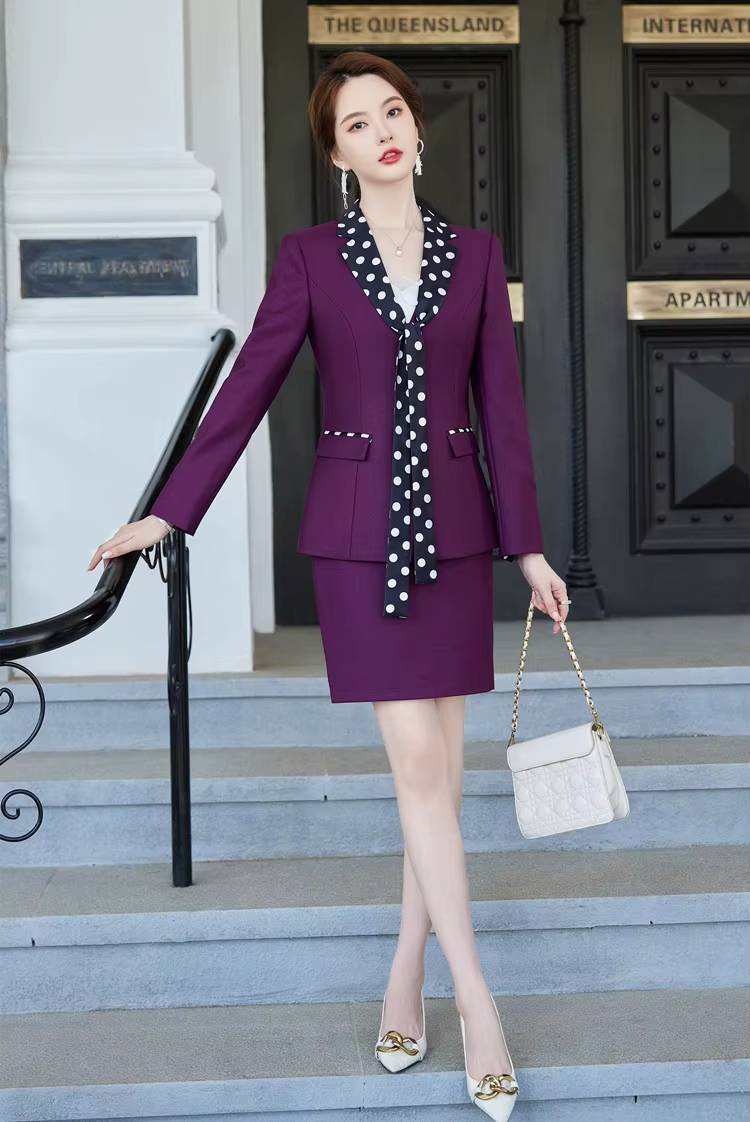 Formal Double Breasted Scarf Collar Office Blazer and Pants 2 Pieces Outfits