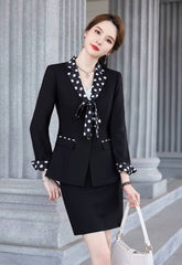 Formal Double Breasted Scarf Collar Office Blazer and Pants 2 Pieces Outfits