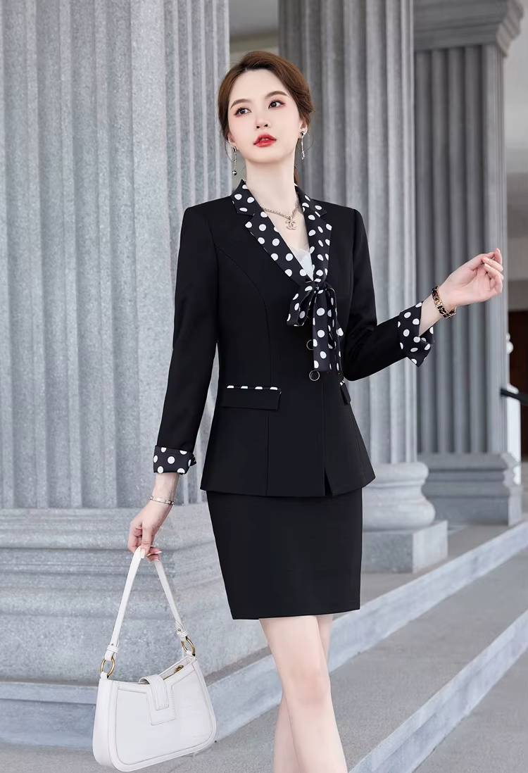 Formal Double Breasted Scarf Collar Office Blazer and Pants 2 Pieces Outfits