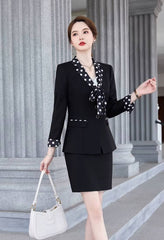 Formal Double Breasted Scarf Collar Office Blazer and Pants 2 Pieces Outfits