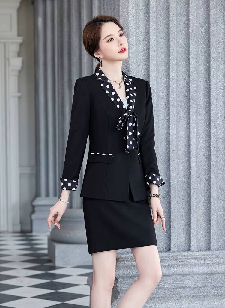 Formal Double Breasted Scarf Collar Office Blazer and Pants 2 Pieces Outfits