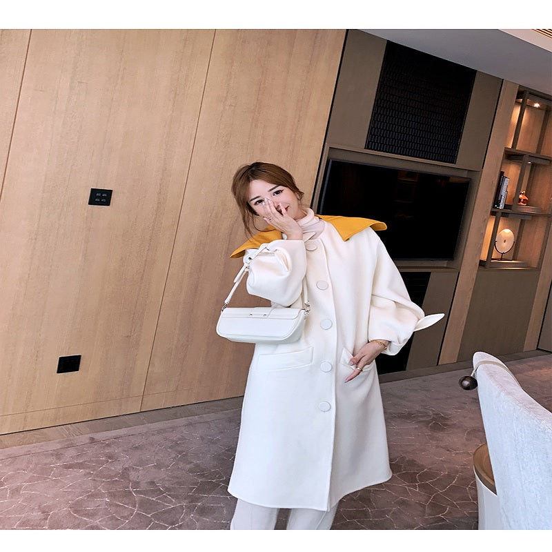 Elegant Double-Sided Handmade Large Lapel Coat