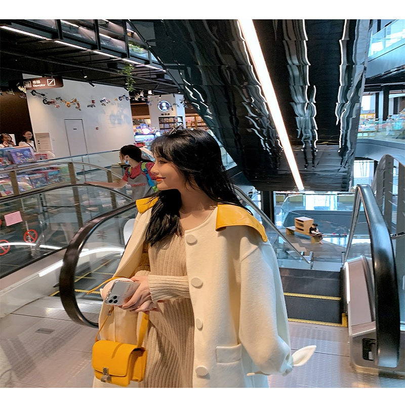 Elegant Double-Sided Handmade Large Lapel Coat