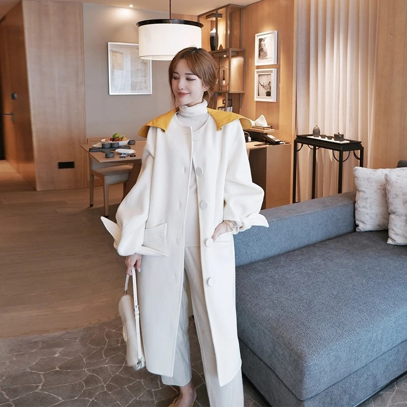Elegant Double-Sided Handmade Large Lapel Coat