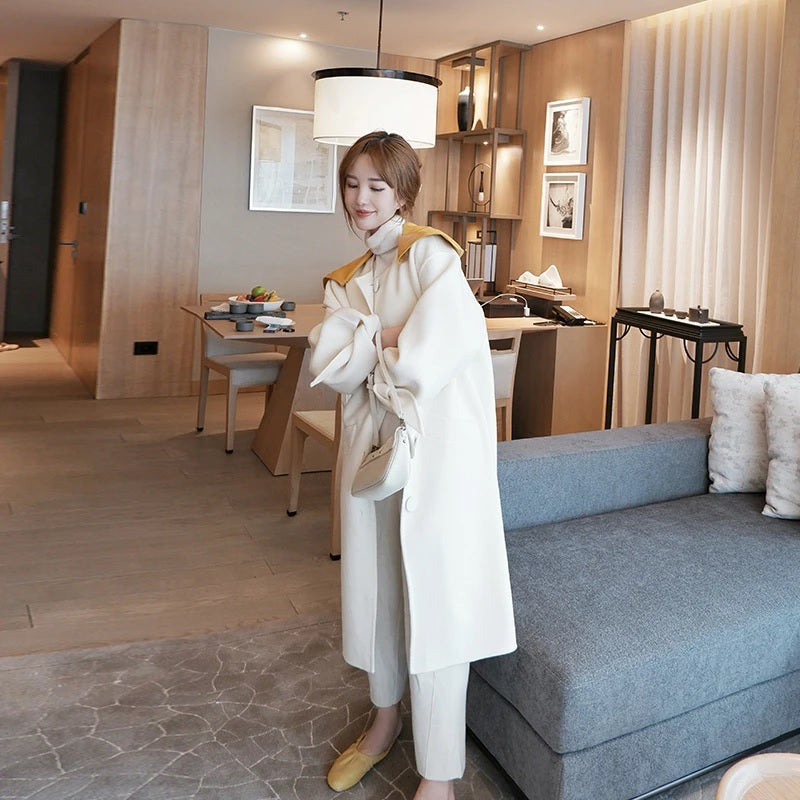 Elegant Double-Sided Handmade Large Lapel Coat