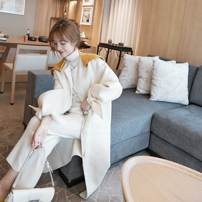 Elegant Double-Sided Handmade Large Lapel Coat