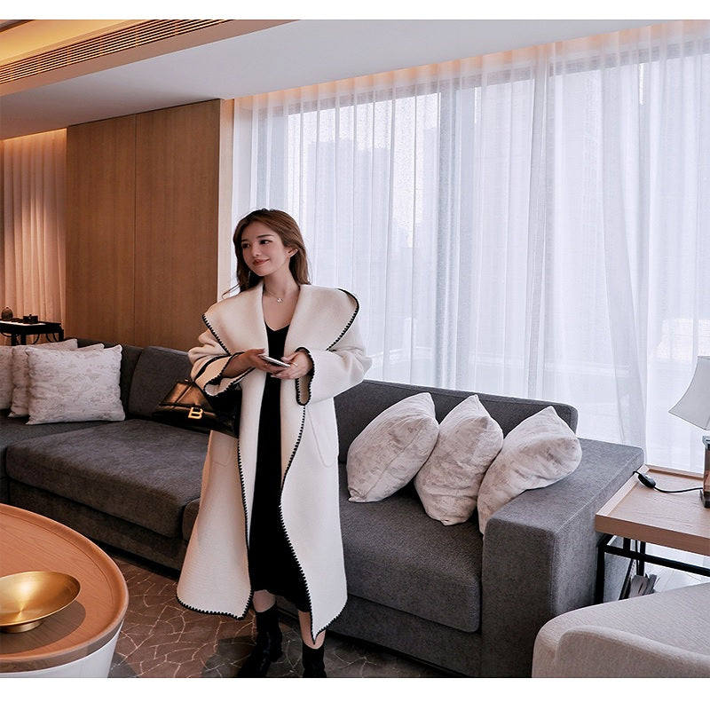 Elegant Double-Sided Woolen Hooded Coat