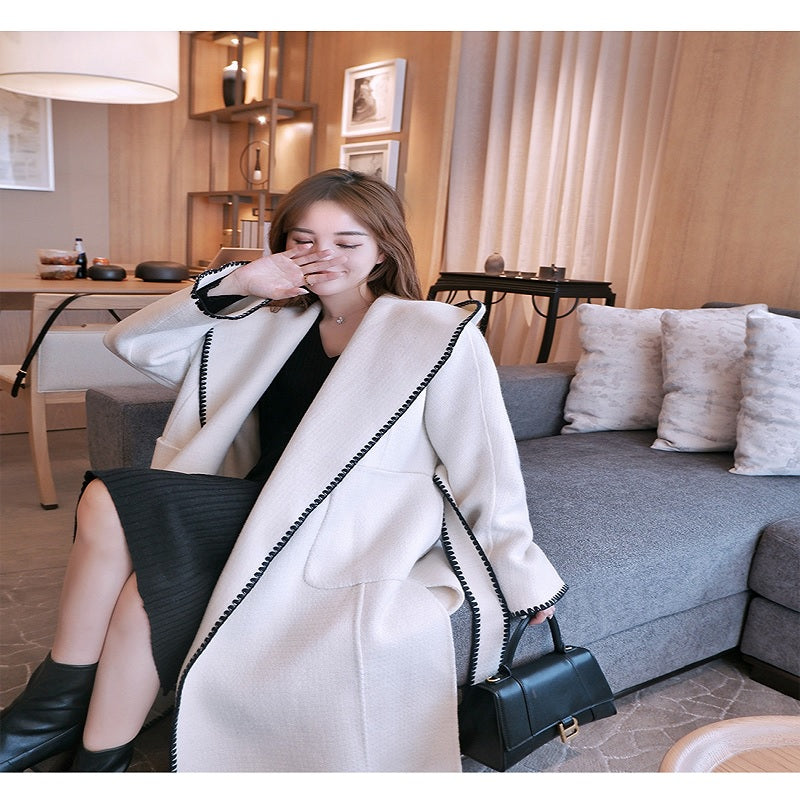 Elegant Double-Sided Woolen Hooded Coat